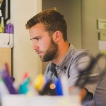 Business man working at desk